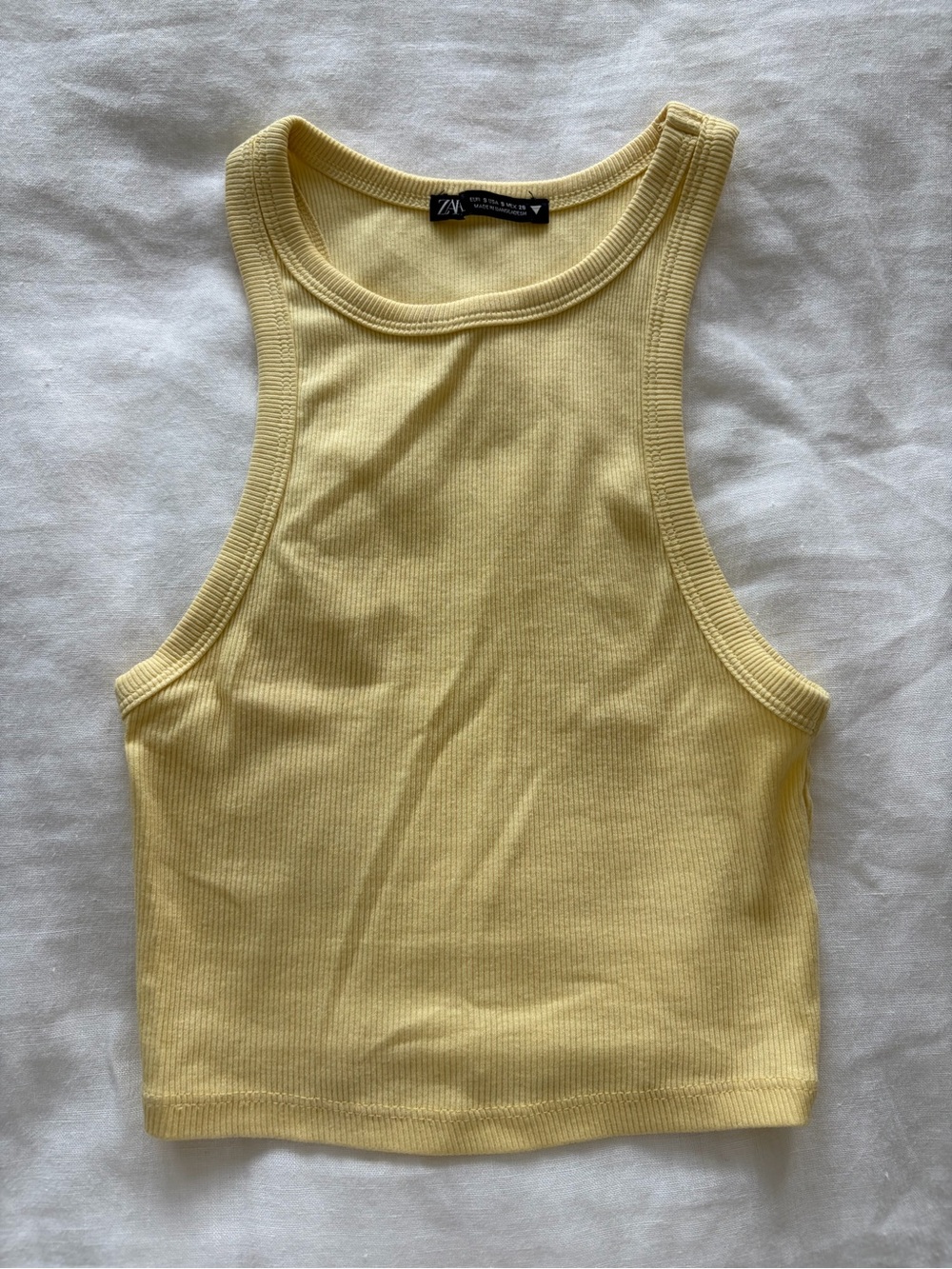 Zara Soft Yellow Ribbed Tank Crop